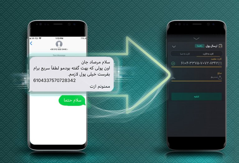کارت به کارت با کپی پیامک